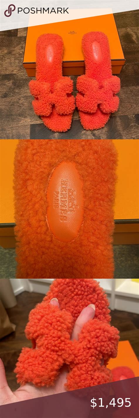 hermes slippers fuzzy|Hermes women sandals.